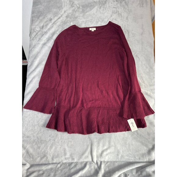 Style & Co Womens Plus Size 2X Ribbed Hem Knit Burgundy Sweater - Picture 8 of 16